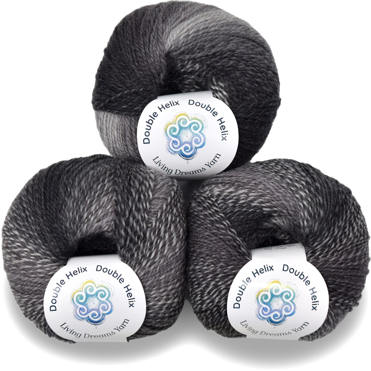 Double Helix by Living Dreams Yarn. Soft, Colorful Wool Yarn for Crochet, Knitting, Weaving. Self-Striping Sport Weight Yarn, 3 Pack, 150g